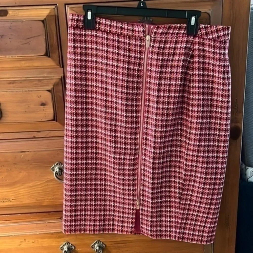 Talbots Women’s Pink and Black Tweed Skirt Size 12 NWOT